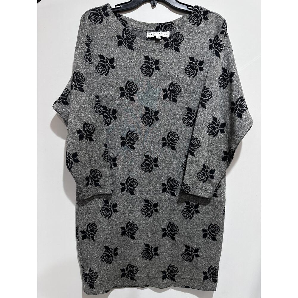 Style New York Sweater Tunic Dress Size Medium Gray Rose Dolman Made in USA
